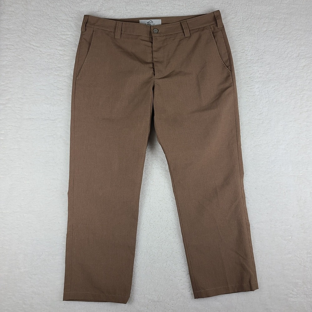 Bluffworks Pants Mens 37x28 Brown Straight‎ Leg Trousers Dress Slacks